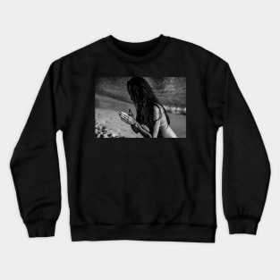 Girl with hands clasped Crewneck Sweatshirt